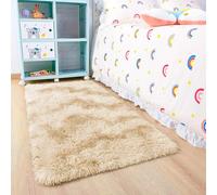 BedLooms Rugs Living Room Small 50x80 CM - Tie-Dye Cream Area Rugs for Bedroom Anti Slip - Modern Super Soft Plush Carpets Fluffy Shaggy Rug for Lounge - Non Shedding Bedside Rug for Kids Room