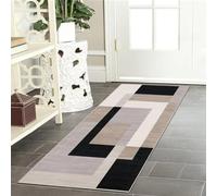 BedLooms Runner Rugs for Hallway Non-Slip Entryway Bedside Rugs 60x110 cm Geometric Pattern Printed Design Black Cream bedroom Living Room Rug (Milo Neutral)