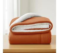 BedLooms Sherpa Fleece Blanket Burnt Orange Bed Throw Rust Queen 200x240cm | 480GSM Thick Warm Winter Blankets, Machine Washable, Reversible, Non Shedding or Shrinking, Fluffy Sofa Throw Large 3 Seater