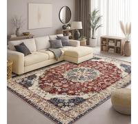 BedLooms Washable Rugs Living Room Large 240x320 CM - Soft Short Pile Extra Large Area Rugs for Bedroom, Dining Room, Lounge - Modern Vintage Design Boho Rug Cashmere Faux Floor Carpet, Whisper
