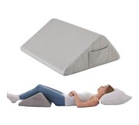 Bedluxe Knee Wedge Pillow, Memory Foam Leg Pillow Knee Pillow for Back Sleeping, Wedge Pillows for Legs Post Surgery, Triangle Pillow for Knee Support, Leg Elevation, Knees Hip Back Pain Relief, Grey