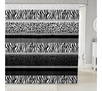 Bedluxy Ombre Gray Black Bathroom Shower Curtain Set Zebra Cheetah Print Bath Curtain for Kids Toddler Black and White Striped Shower Curtain Grey Black Leopard Kids Bathroom Accessories 72x78 Inch