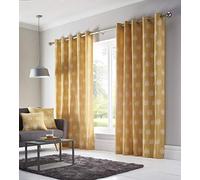 Bedmaker Floral Fully Lined Eyelet Ring Top Curtains, Grey, 46w x 54d Inches