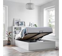 Bedmaster Arizona White Wooden Bookcase Ottoman Storage Bed And Neptune Spring Mattress Double