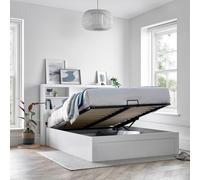 Bedmaster Arizona White Wooden Bookcase Ottoman Storage Bed - Double - Rubberwood - White