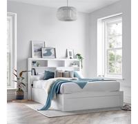 Bedmaster Arizona White Wooden Bookcase Ottoman Storage Bed King Size