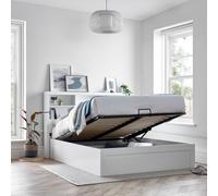 Bedmaster Arizona Wooden Bookcase Ottoman Storage Bed & Memory Maestro Memory Foam Mattress in White | Size: Double Bedmaster White Double