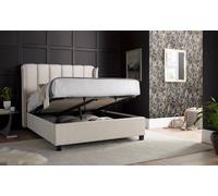 Bedmaster Aurora Velvet Ottoman Bed And Super Ortho Orthopaedic Mattress In Light Stone Light Stone Double