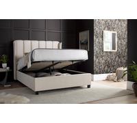 Bedmaster Aurora Velvet Ottoman Bed & Cotswold 3000 Pocket Sprung Natural Mattress in Light Stone | Size: Double Bedmaster Light Stone Double