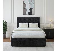 Bedmaster Black Luxury Velvet 2 Drawer Divan Base And Button Headboard Single