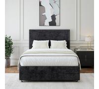 Bedmaster Black Luxury Velvet 2 Drawer Divan Base And Plain Headboard Single