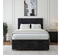 Bedmaster Black Luxury Velvet Ottoman Divan Base And Button Headboard Double