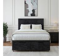 Bedmaster Black Luxury Velvet Ottoman Divan Base And Plain Headboard King Size