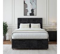 Bedmaster Black Luxury Velvet Ottoman Divan Base And Square Headboard Small Double