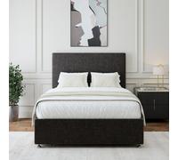 Bedmaster Charcoal Linen 2 Drawer Divan Base And Plain Headboard King Size