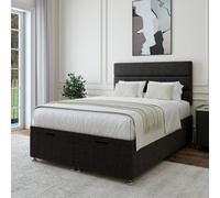 Bedmaster Charcoal Linen Ottoman Divan Base And Lined Headboard Single