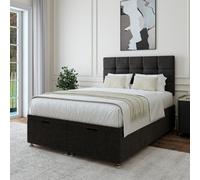 Bedmaster Charcoal Linen Ottoman Divan Base And Square Headboard Super King