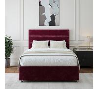 Bedmaster Chenille 4 Drawer Divan Base And Square Headboard In Aubergine Aubergine King