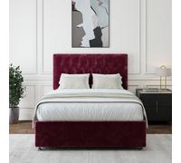 Bedmaster Chenille Divan Base & Button Headboard in Aubergine | Size: Small Double Bedmaster Aubergine Small Double