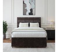 Bedmaster Chenille Ottoman Divan Base And Lined Headboard In Charcoal Charcoal King