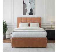 Bedmaster Chenille Ottoman Divan Base And Square Headboard In Brown Brown Double