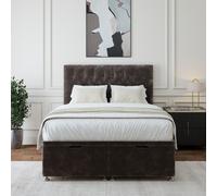 Bedmaster Chenille Ottoman Divan Base & Button Headboard in Charcoal | Size: King Bedmaster Charcoal King