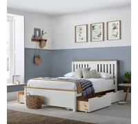 Bedmaster Chester White Wooden Bed Double With 2 Storage Drawers