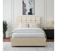 Bedmaster Cream Luxury Velvet Divan Base And Square Headboard Double