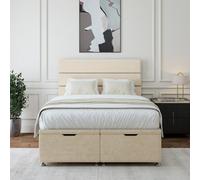 Bedmaster Cream Luxury Velvet Ottoman Divan Base And Lined Headboard Double