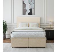 Bedmaster Cream Luxury Velvet Ottoman Divan Base And Plain Headboard Single