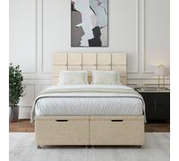 Bedmaster Cream Luxury Velvet Ottoman Divan Base And Square Headboard Double