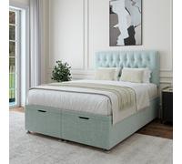 Bedmaster Duck Egg Linen Ottoman Divan Base And Button Headboard Single