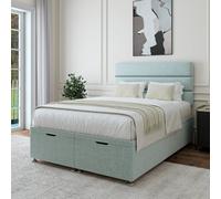 Bedmaster Duck Egg Linen Ottoman Divan Base And Lined Headboard King Size