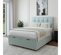 Bedmaster Duck Egg Linen Ottoman Divan Base And Square Headboard Single