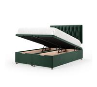Bedmaster Emerald Green Plush Velvet Ottoman Divan Base And Button Headboard King Size