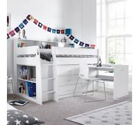 Bedmaster Erin White Mid Sleeper Bed With Desk And Pocket Mattress