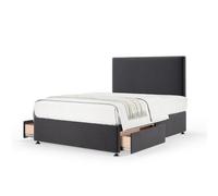 Bedmaster Graphite Plush Velvet 2 Drawer Divan Base And Plain Headboard Small Single