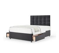 Bedmaster Graphite Plush Velvet 2 Drawer Divan Base And Square Headboard Single