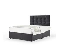Bedmaster Graphite Plush Velvet Divan Base And Square Headboard Single