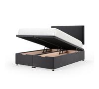 Bedmaster Graphite Plush Velvet Ottoman Divan Base And Plain Headboard King Size