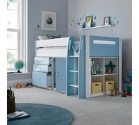Bedmaster Lacy Blue Storage Mid Sleeper Bed And Mattress Options - Single - Blue Bed Only
