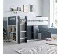 Bedmaster Lacy Grey And White Storage Mid Sleeper Bed And Orthopaedic Mattress