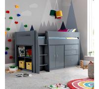 Bedmaster Lacy Grey Storage Mid Sleeper Bed And Memory Foam Mattress