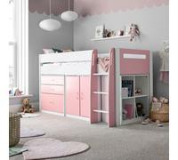 Bedmaster Lacy Pink Storage Mid Sleeper Bed And Spring Mattress