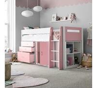 Bedmaster Lacy Pink Storage Mid Sleeper Bed - Bed Only