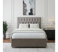 Bedmaster Linen 2 Drawer Divan Base And Button Headboard In Light Grey Light Grey Small Single