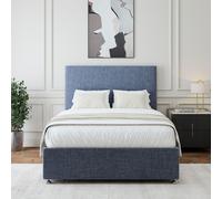 Bedmaster Linen 2 Drawer Divan Base & Plain Headboard in Black | Size: Double Bedmaster Black Double