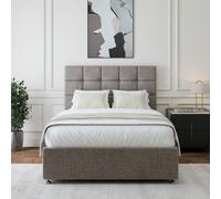 Bedmaster Linen 4 Drawer Divan Base & Square Headboard in Light Grey | Size: Small Double Bedmaster Light Grey Small Double