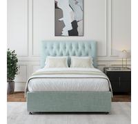 Bedmaster Linen Divan Base And Button Headboard Bedmaster Light Brown King