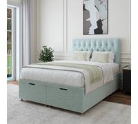 Bedmaster Linen Ottoman Divan Base And Button Headboard In Duck Egg Blue Duck Egg Blue Small Double